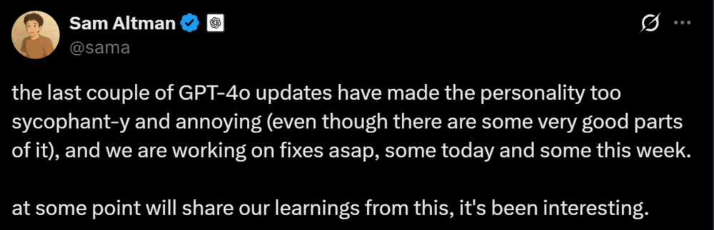 網上投注：GPT-4o過於諂媚，“賽博舔狗”惹爭議